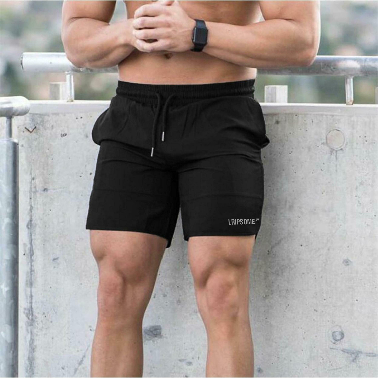 Image of Lripsome Printed Men Black, Blue Sports Shorts