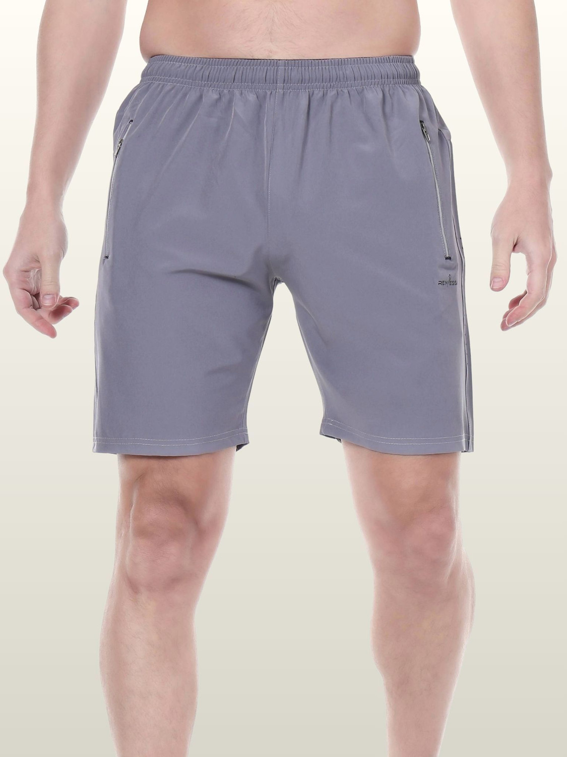 Image of Renessa Solid Men Grey Gym Shorts