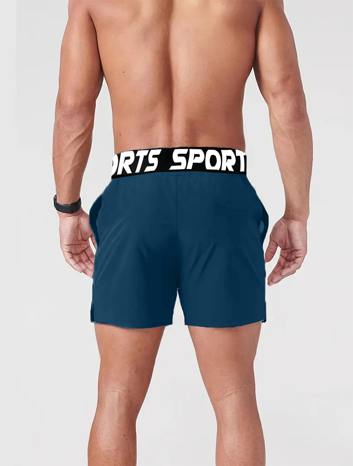 Image of Lripsome Solid Men Grey, Blue Sports Shorts