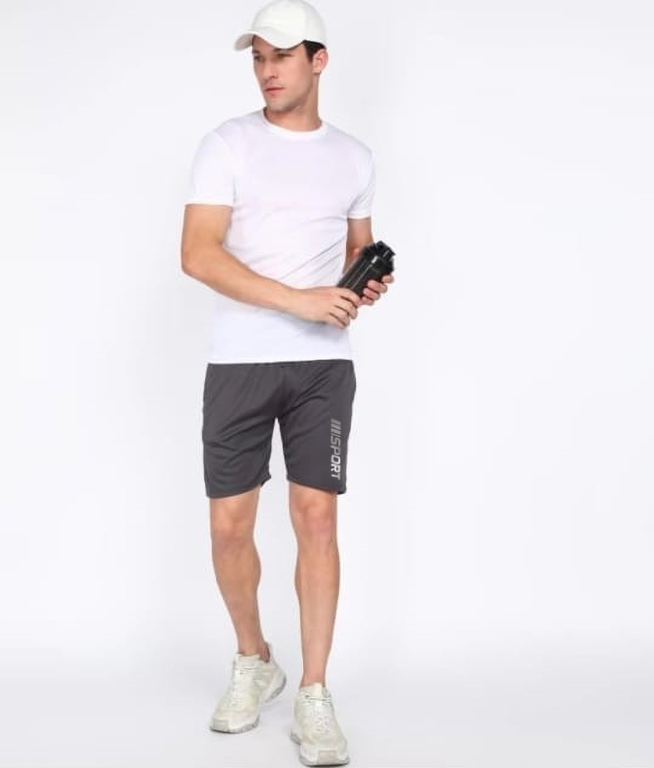 Image of skyrow Printed Men Dark Grey Regular Shorts