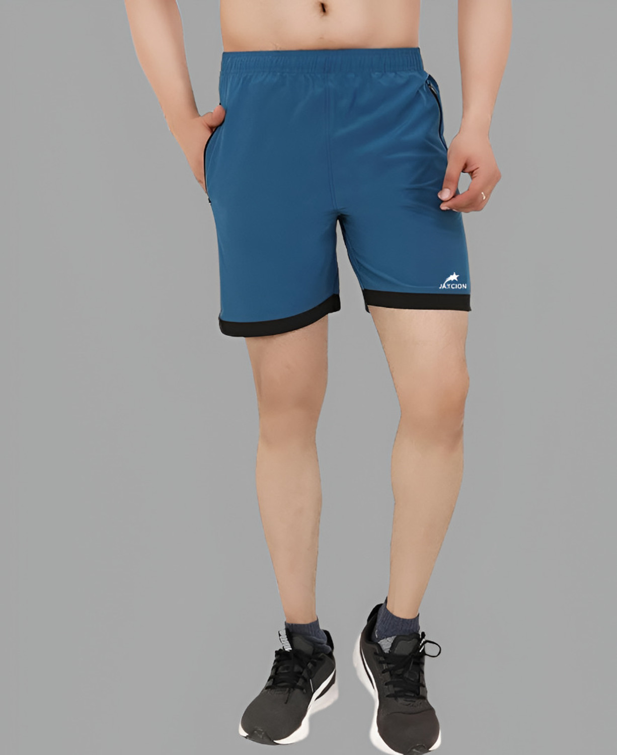 Image of jaxcion Solid Men Black, Light Blue Regular Shorts, Running Shorts, Gym Shorts, Cycling Shorts, Sports Shorts