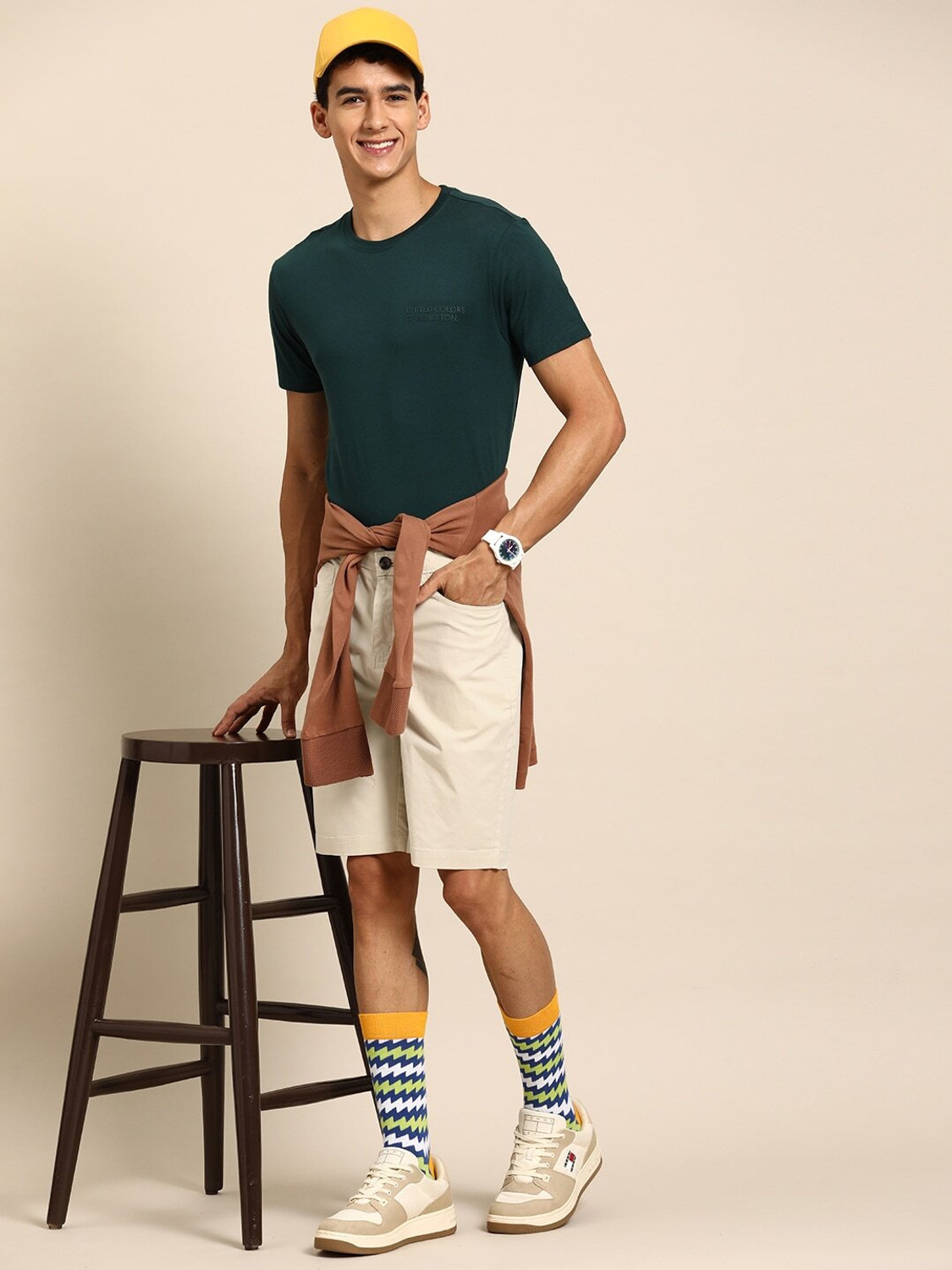 Image of United Colors of Benetton Solid Men Blue Casual Shorts
