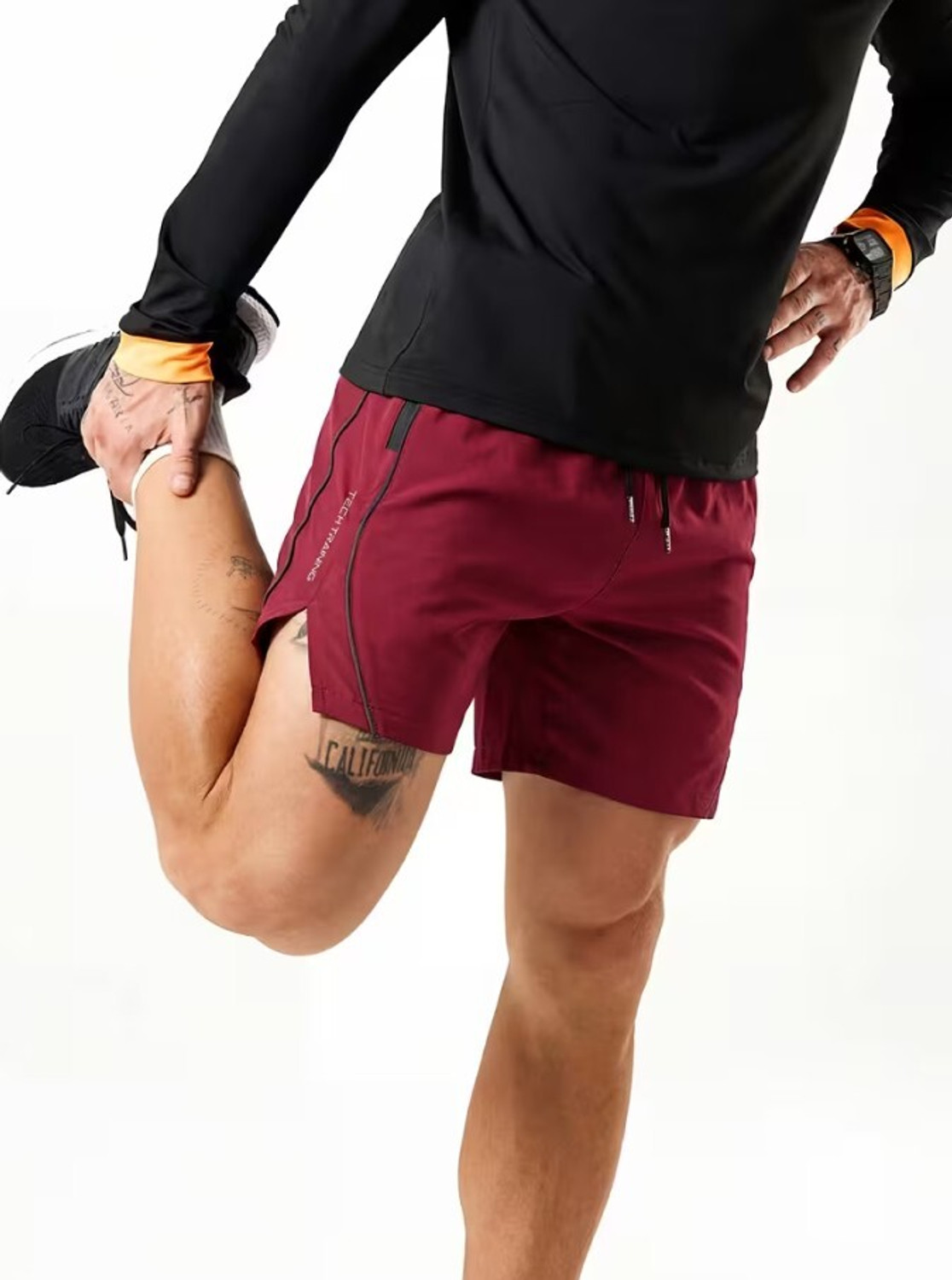 Image of coastal clothier Printed Men Black, Maroon Gym Shorts, Running Shorts, Sports Shorts