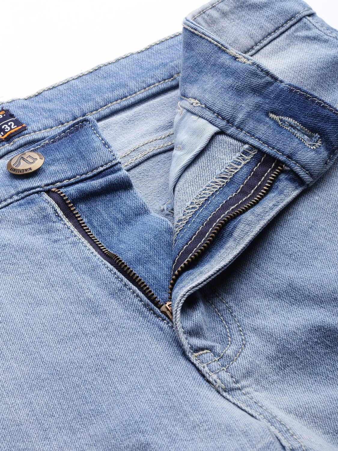 Image of The Indian Garage Co. Solid Men Blue Denim Shorts