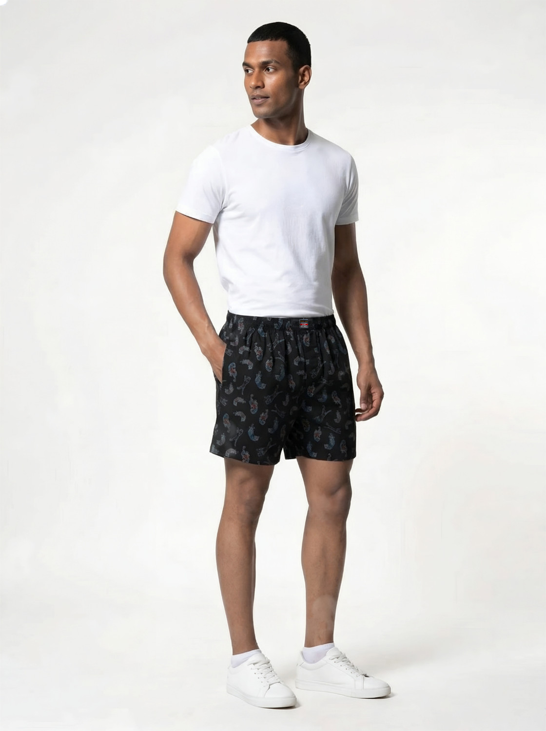 Image of Zafly Pack of 2 Printed Men Grey, Black Boxer Shorts