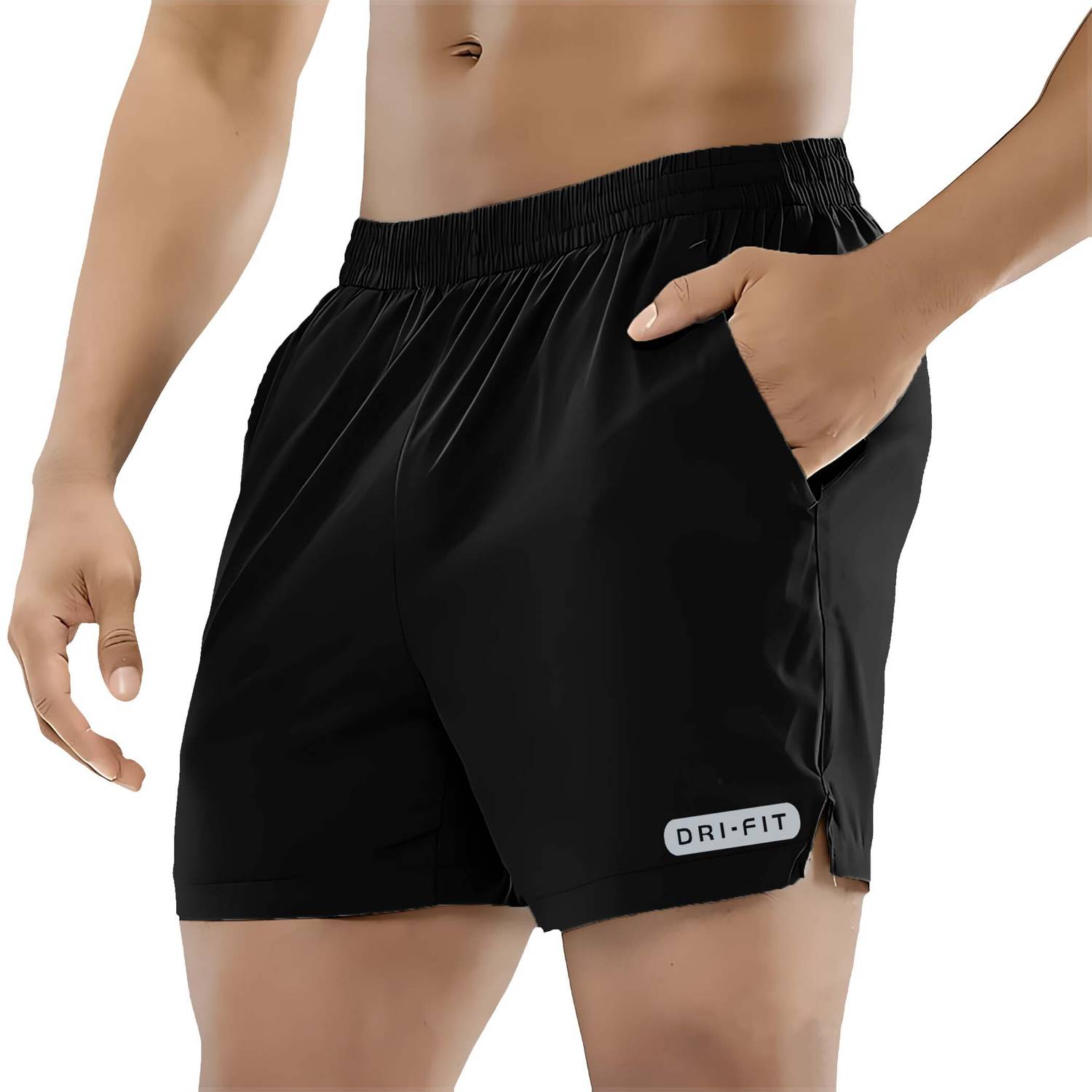PRAVAHA Men Grey, Black Gym Shorts Pack of 2 - Image 2