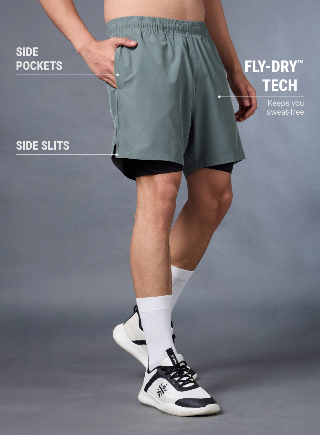 Image of Cult Solid Men Green Sports Shorts