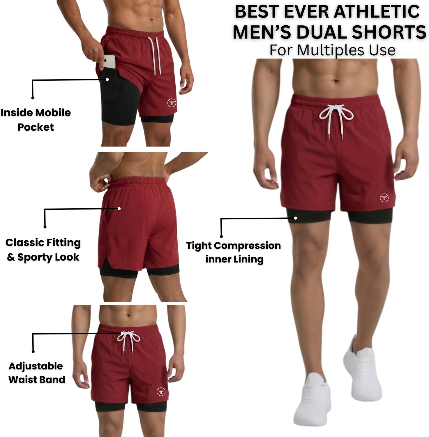 FANEX FITNESS Black, Red Gym Shorts Pack of 3 - Image 4