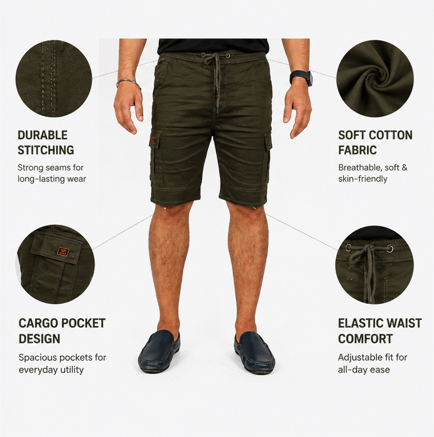 Image of QFA Solid Men Green Casual Shorts