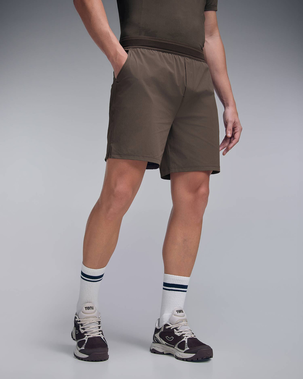 Image of Ten x you Solid Men Brown Sports Shorts