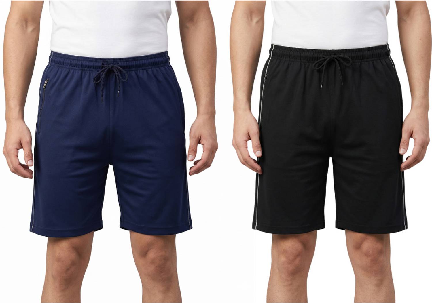 0-DEGREE Solid Men Black, Dark Blue Basic Shorts, Casual Shorts, Cycling Shorts, Night Shorts, Regular Shorts