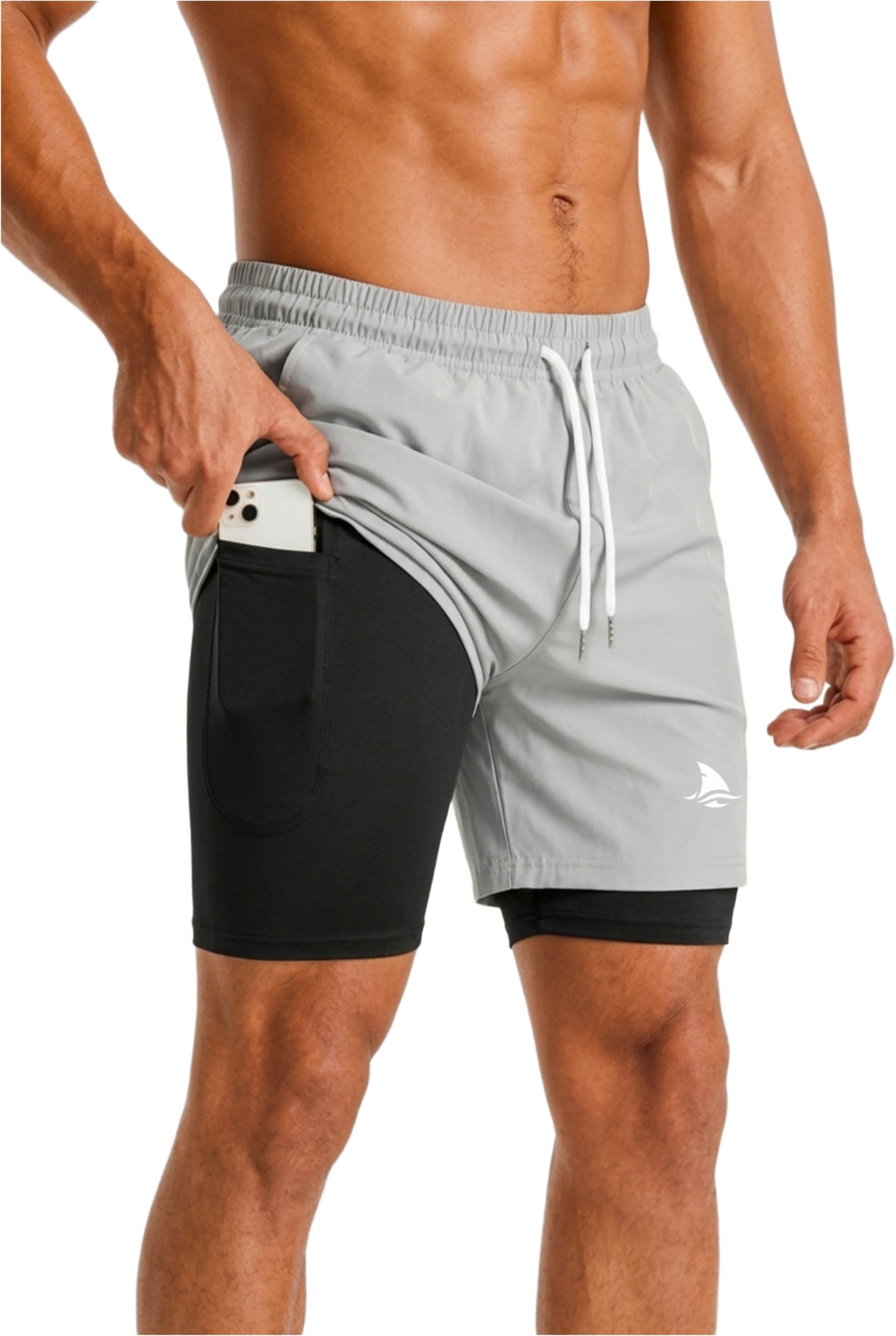 Image of BOLDSHARK Printed Men Grey Compression Shorts, Cycling Shorts, Gym Shorts, Running Shorts, Sports Shorts