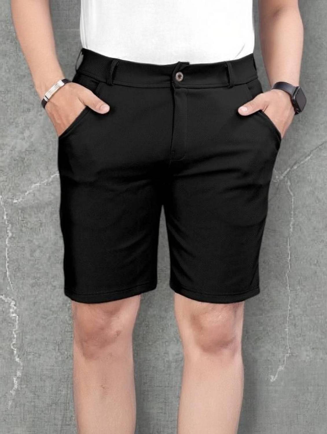 AVYRA Solid Men Black Chino Shorts