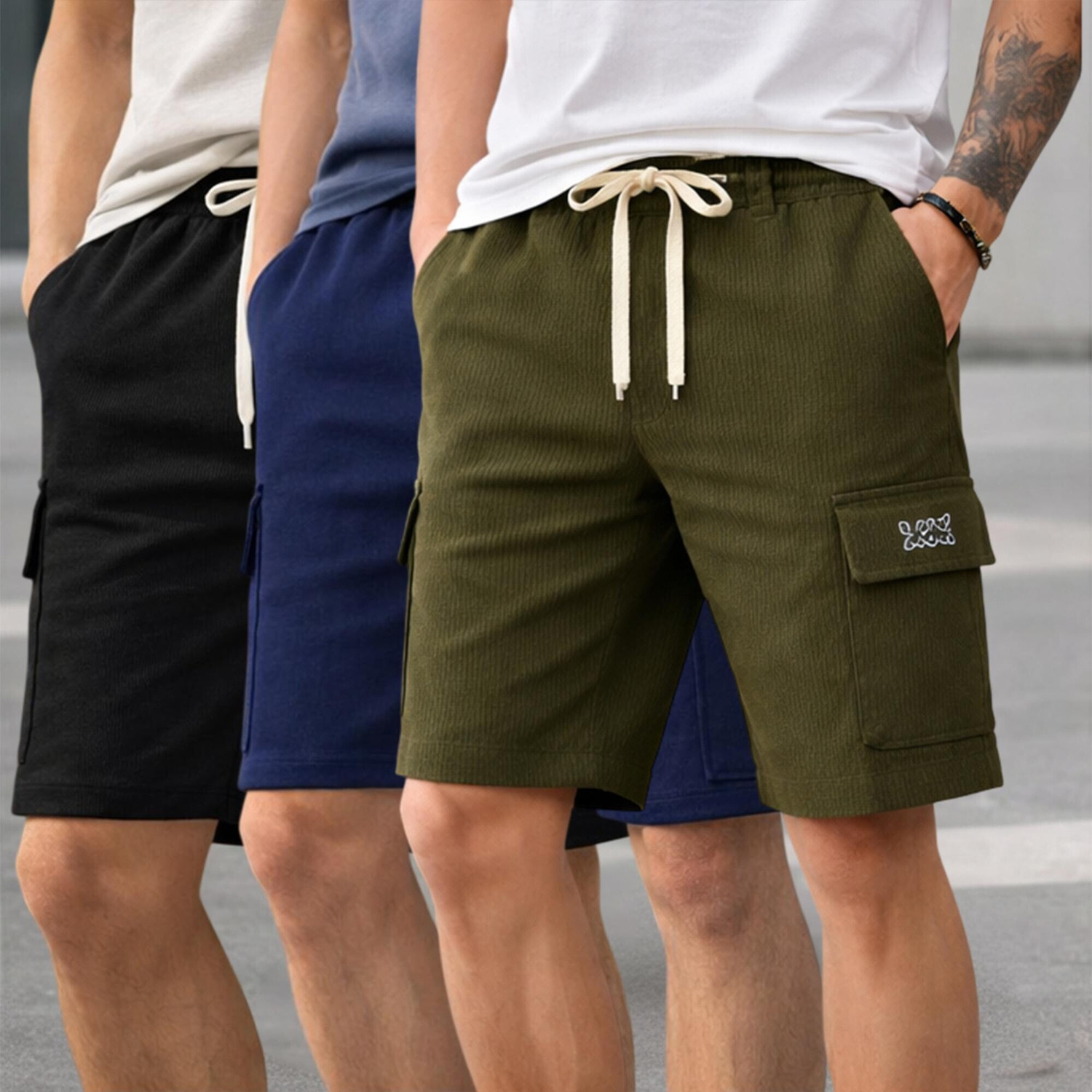 Image of FABFLEE Self Design Men Multicolor Basic Shorts