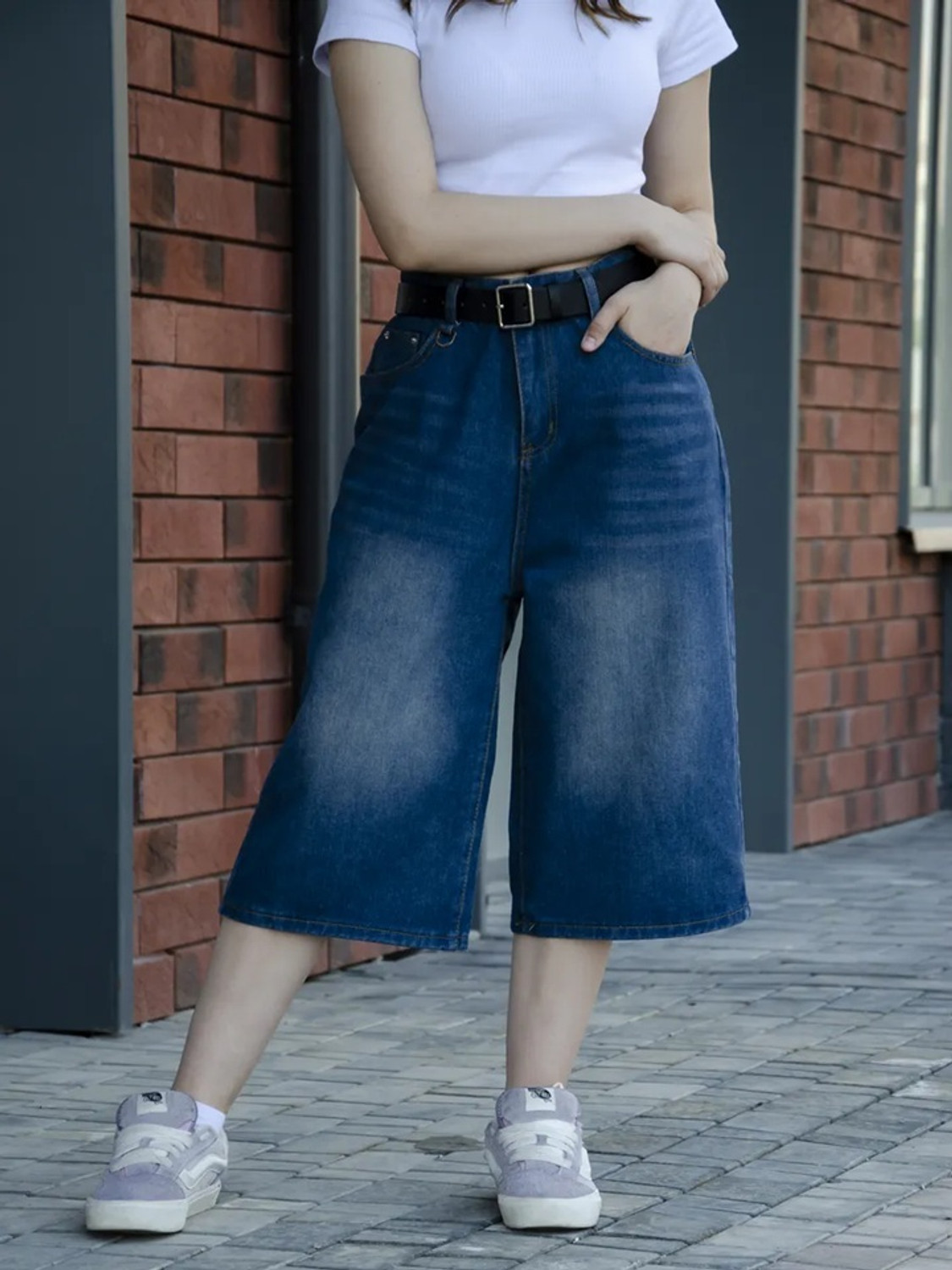 Image of AADVI FASHION Solid Women Dark Blue Baggy Shorts