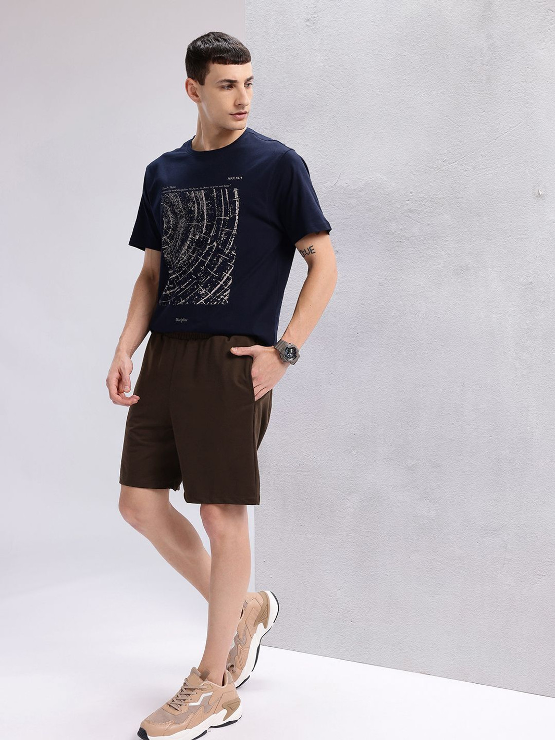 Image of HRX by Hrithik Roshan Printed Men Brown Regular Shorts