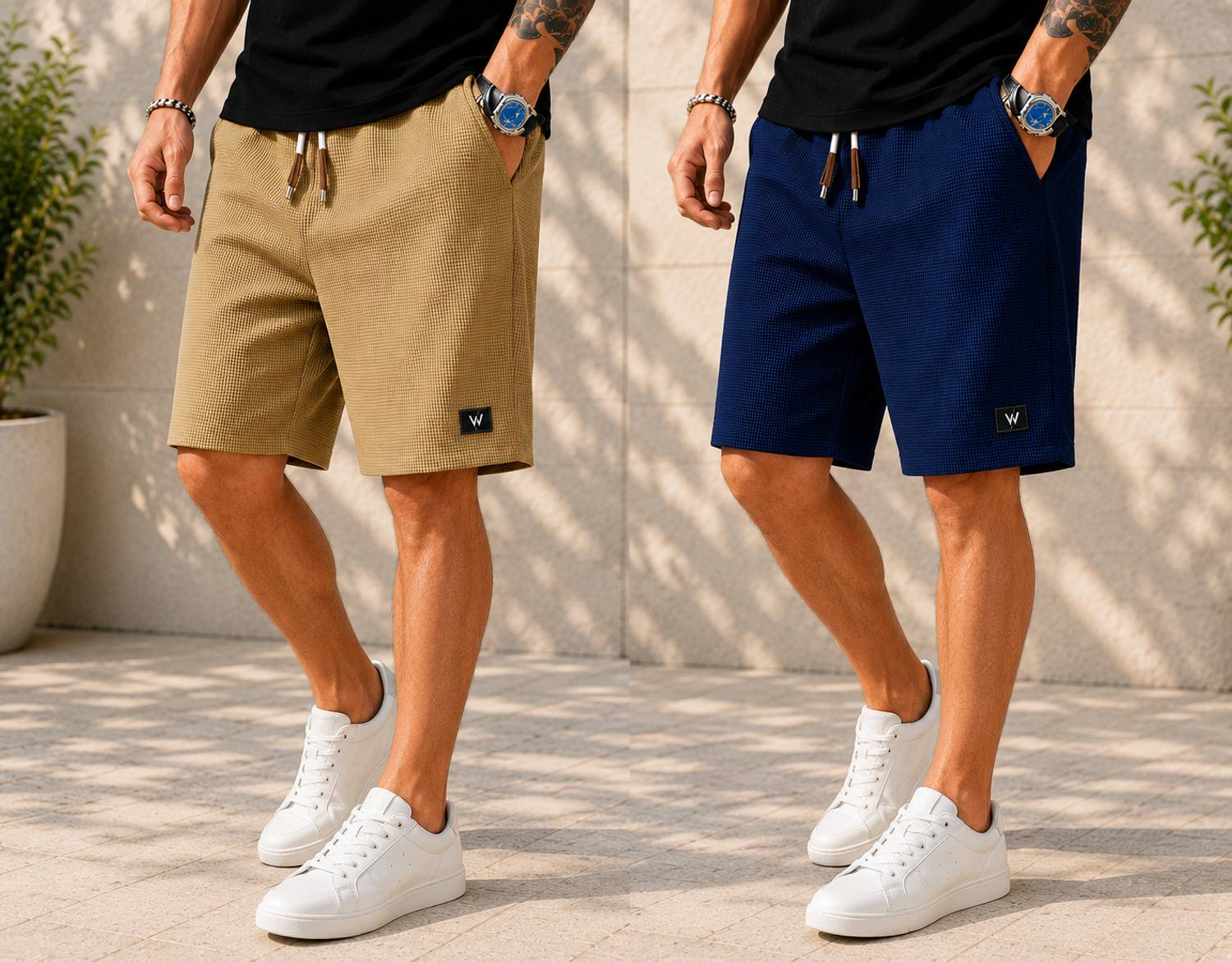 WeReKo Men Blue Khaki Regular Shorts - Image 3