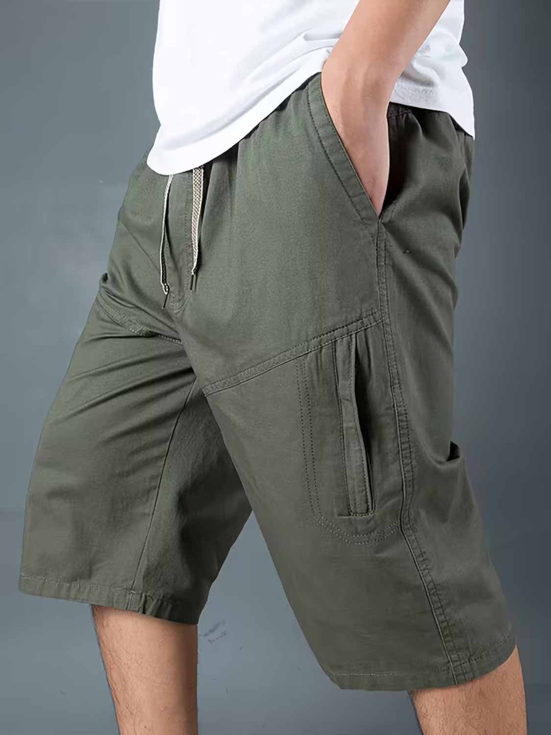 Image of sti Solid Men Green Cargo Shorts