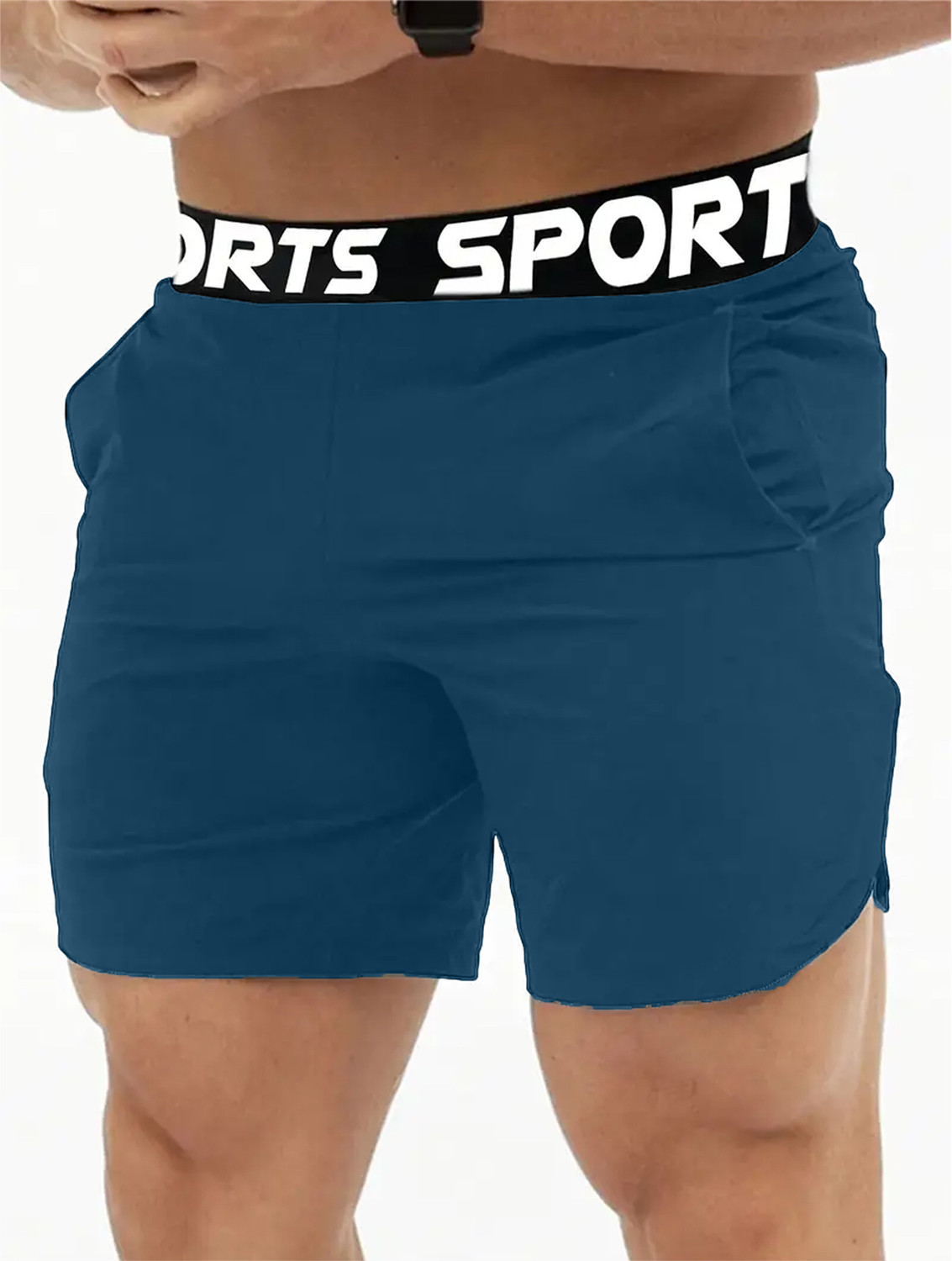 Image of Lripsome Solid Men Grey, Blue Sports Shorts