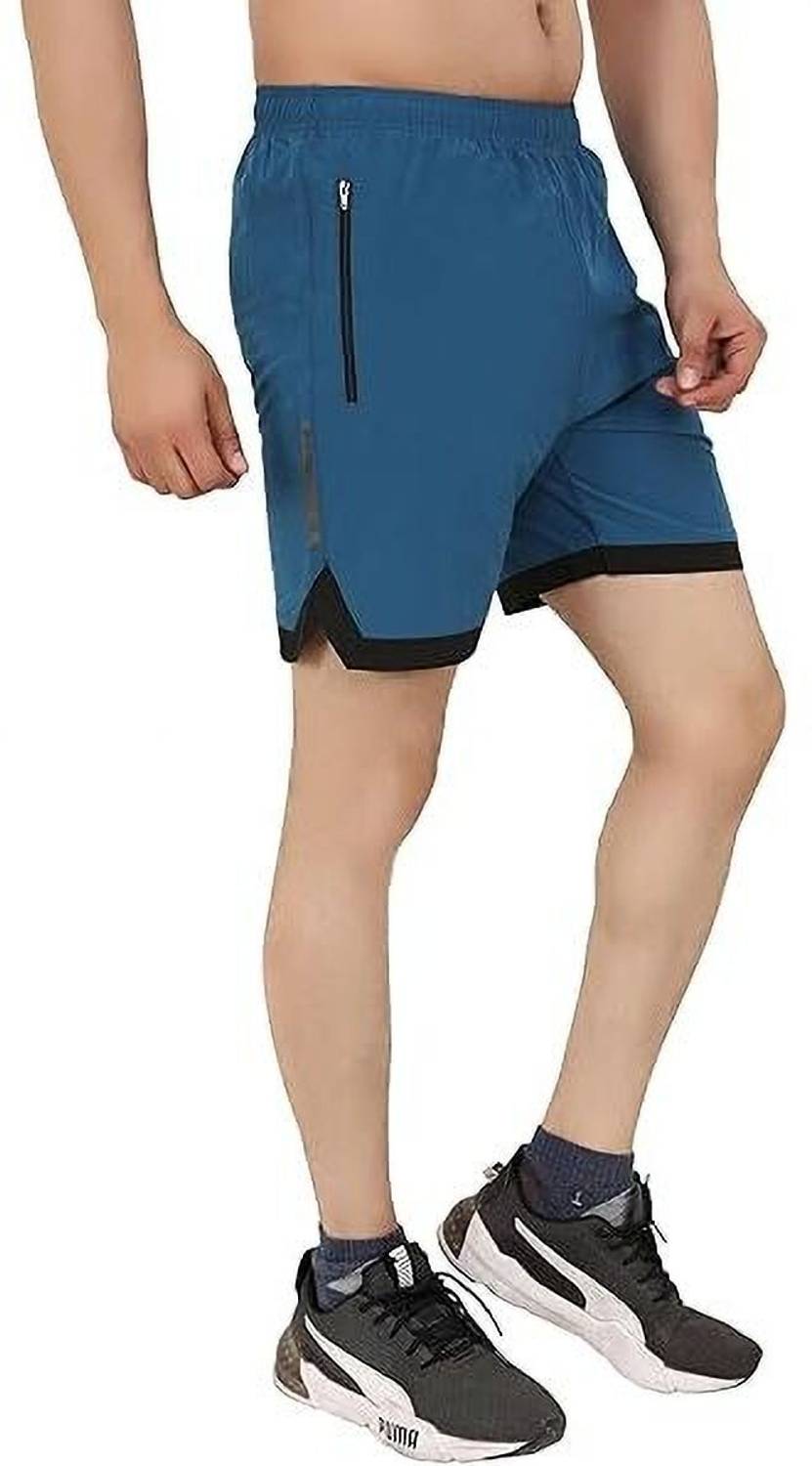 Kyk Solid Men Blue, Black Sports Shorts Pack of 2 - Image 3
