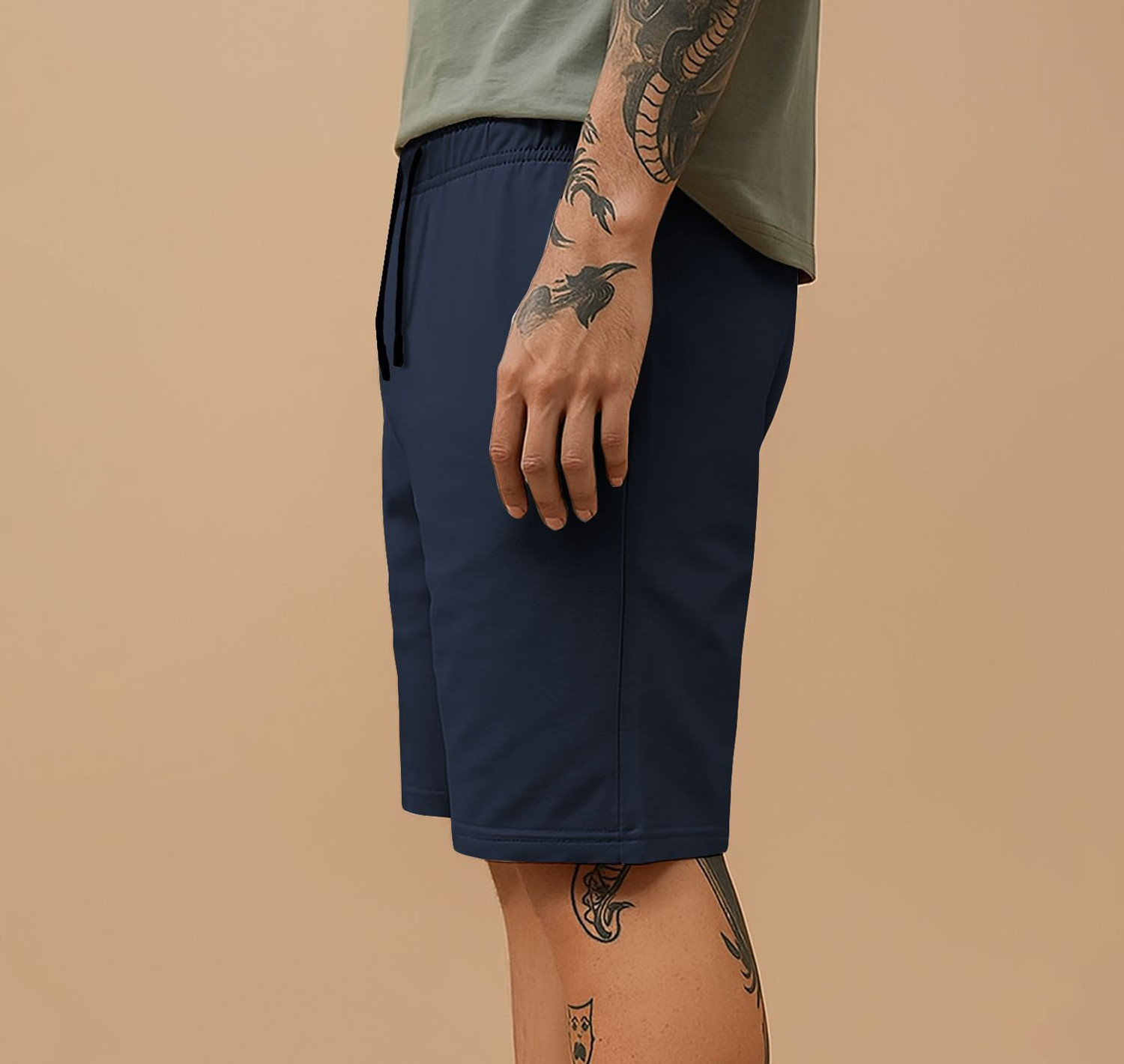 Image of Little brothers Solid Men Dark Blue Regular Shorts