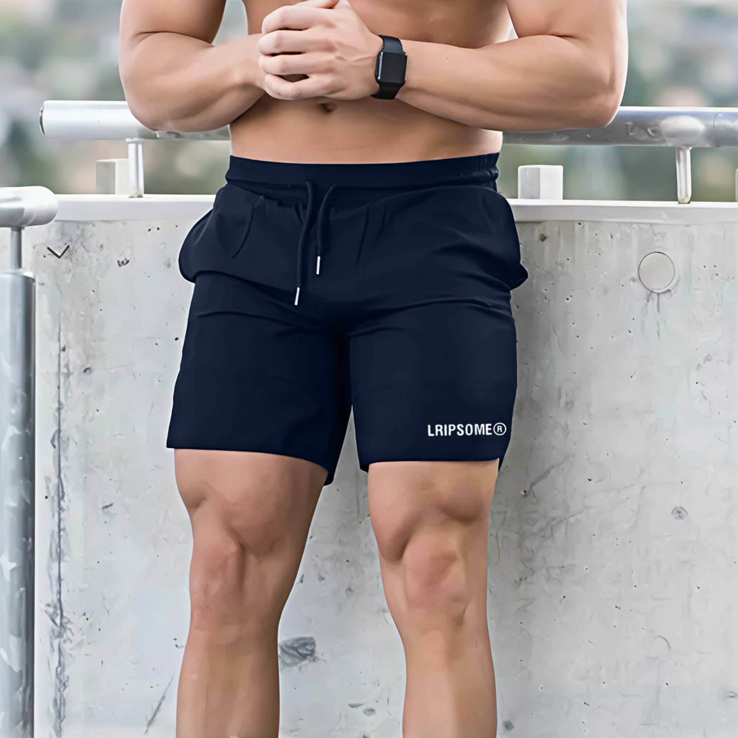 Lripsome Solid Men Dark Blue Regular Shorts