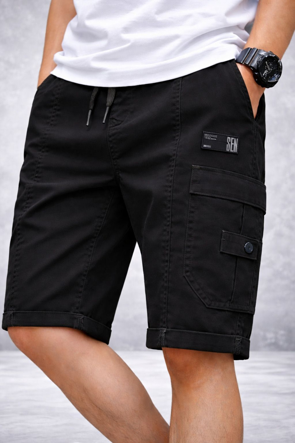 Image of UWALD CREATION Solid Men Multicolor Cargo Shorts
