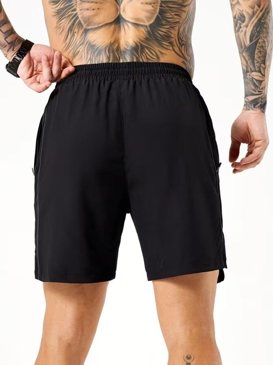 Image of coastal clothier Striped Men Black Gym Shorts