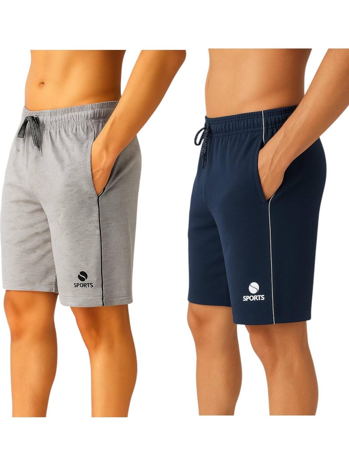 Aargee Solid Men Grey, Dark Blue Regular Shorts