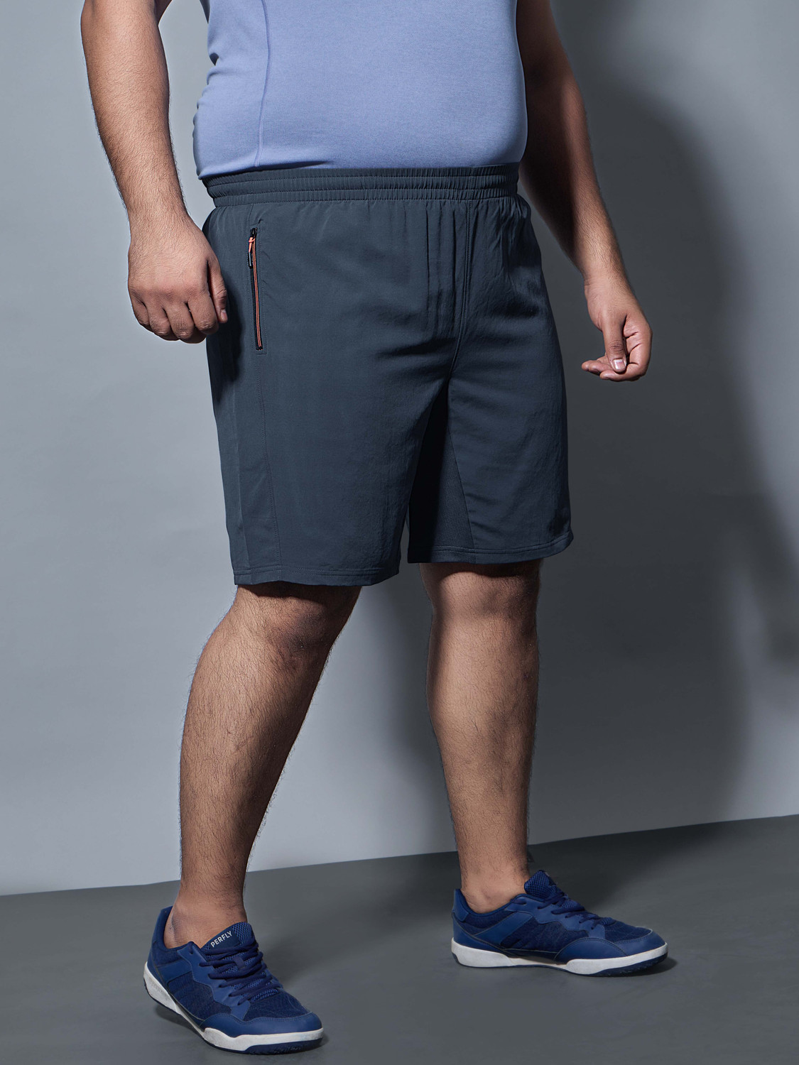 Image of TECHNOSPORT Solid Men Grey Sports Shorts