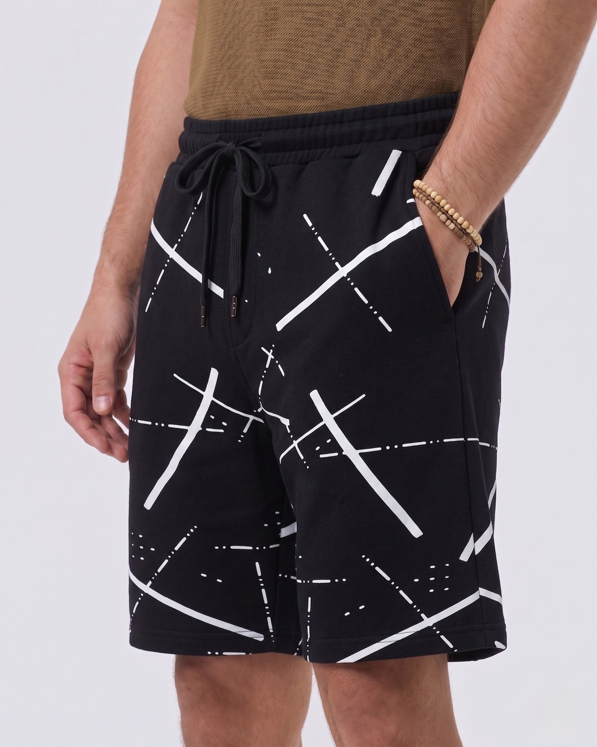 Image of Try This Color Block Men Black Casual Shorts
