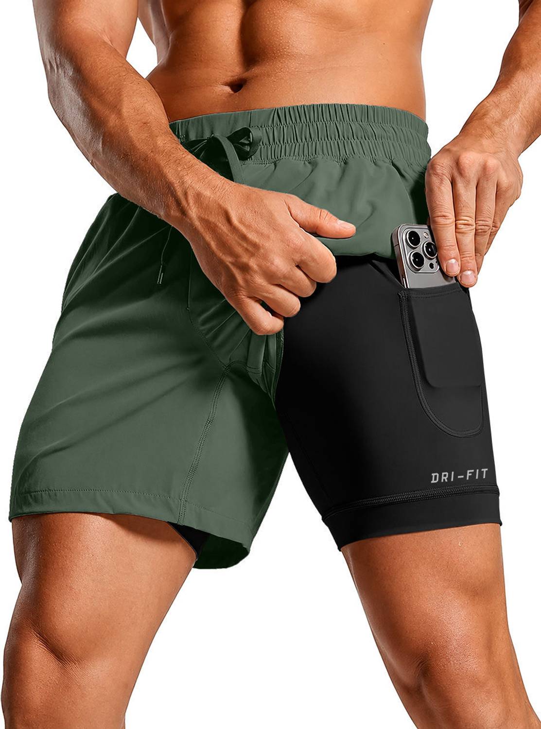 PRAVAHA Solid Men Green Gym Shorts - Image 1
