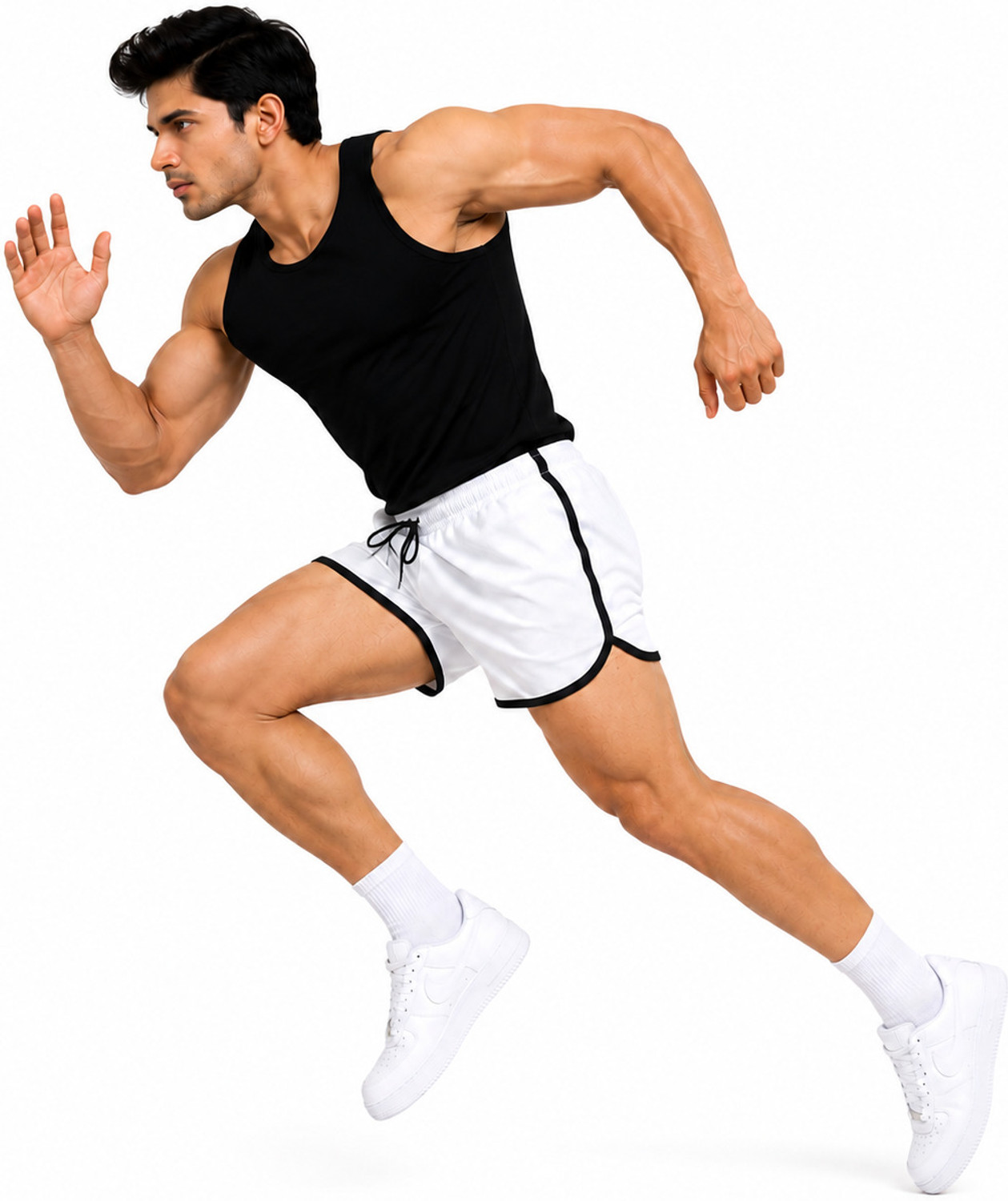 Image of orxx Pack of 2 Printed Men White, Black Running Shorts, Gym Shorts