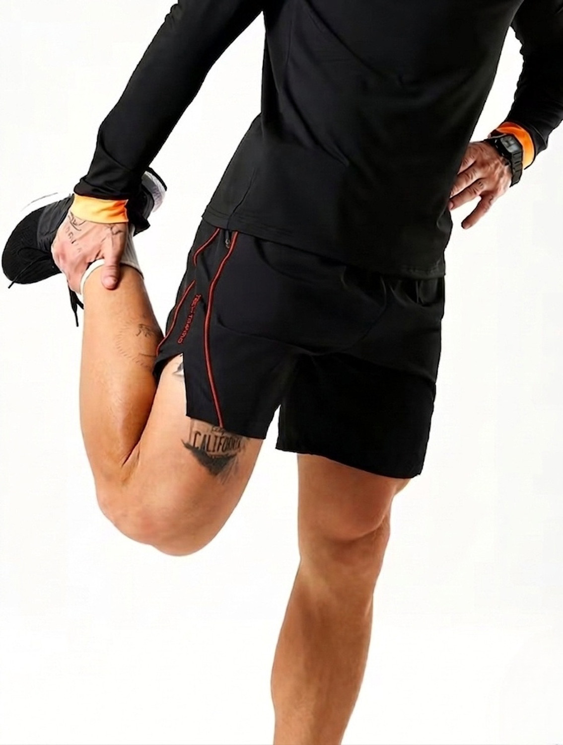 Image of coastal clothier Striped Men Black Gym Shorts