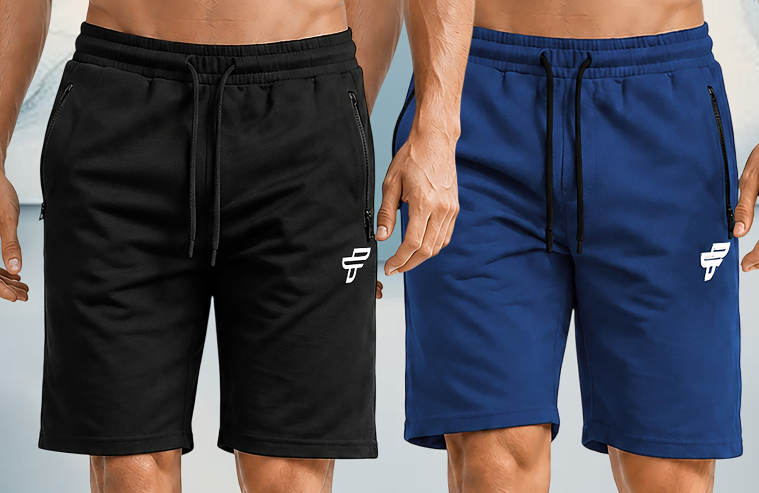 Image of FEEL TRACK Solid Men Black, Blue Regular Shorts