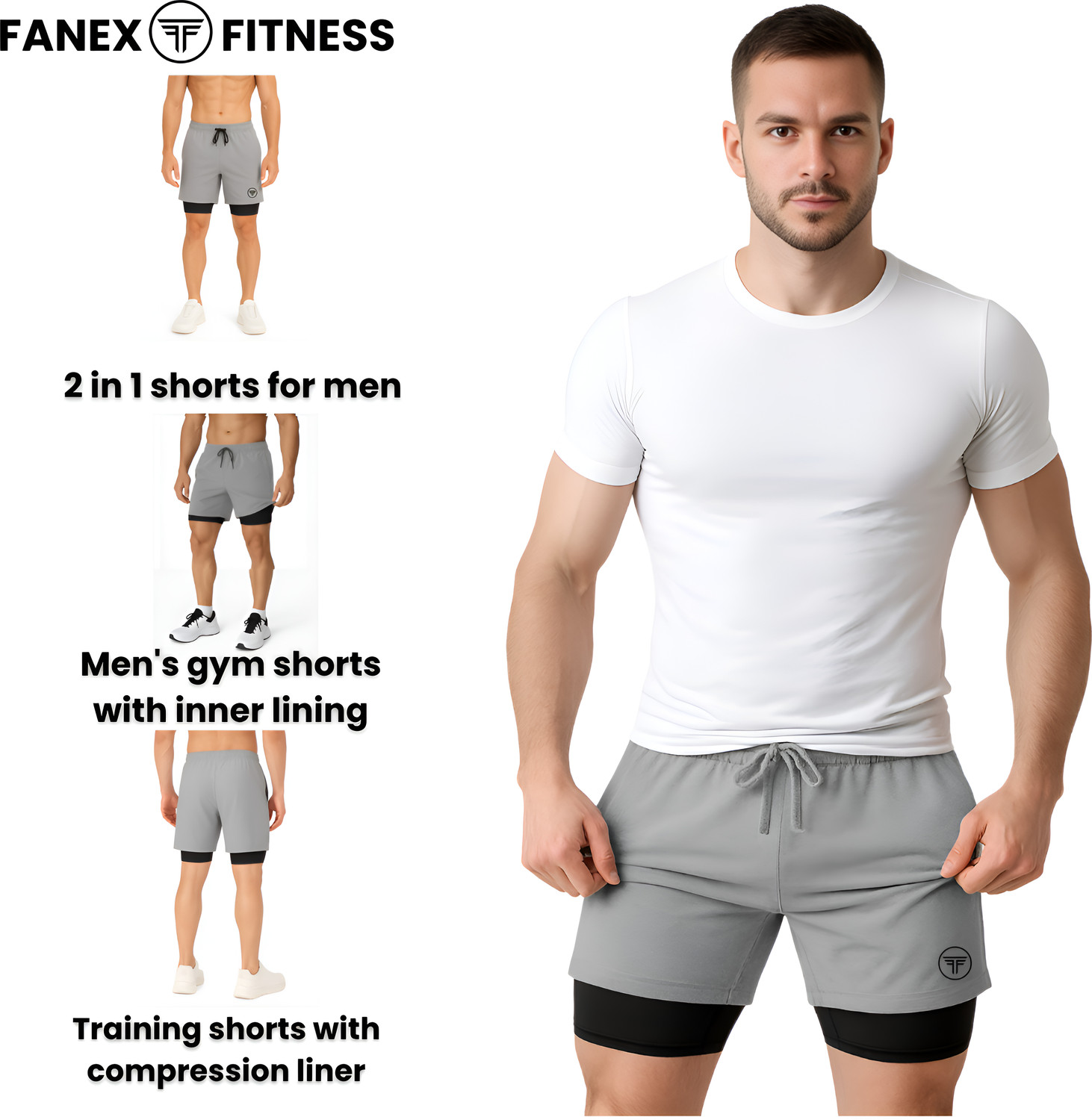 Image of FANEX FITNESS Solid Men Maroon Gym Shorts, Running Shorts, Sports Shorts, Compression Shorts