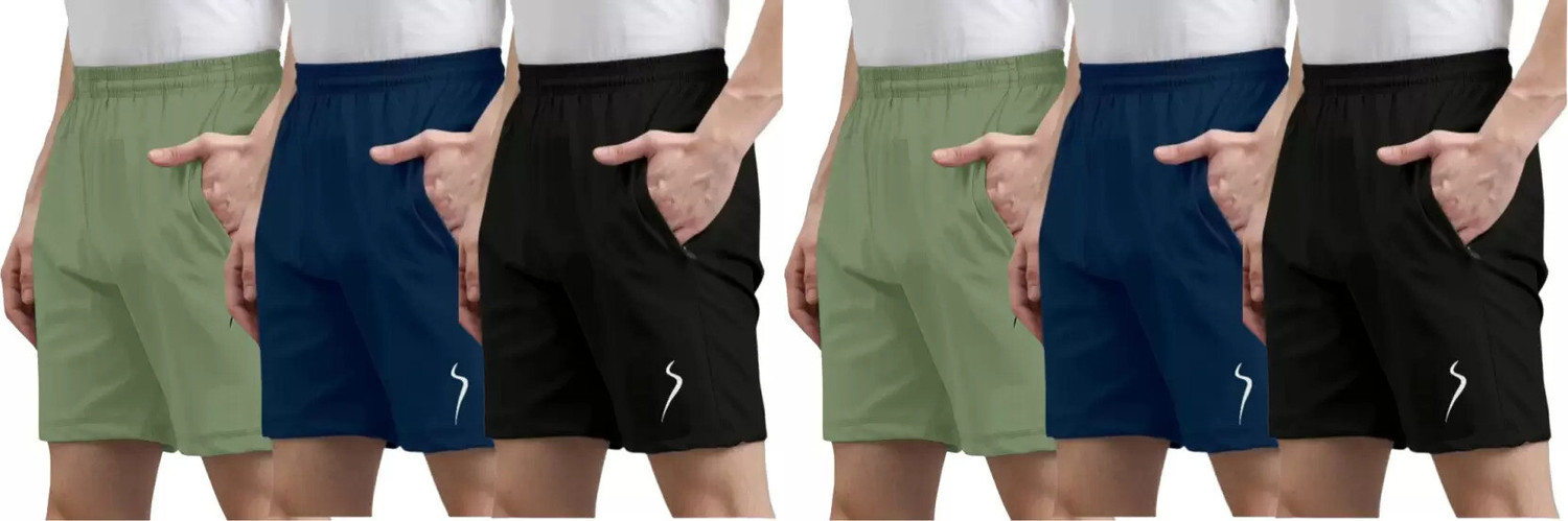 Sarahna Solid Men Multicolor Sports Shorts