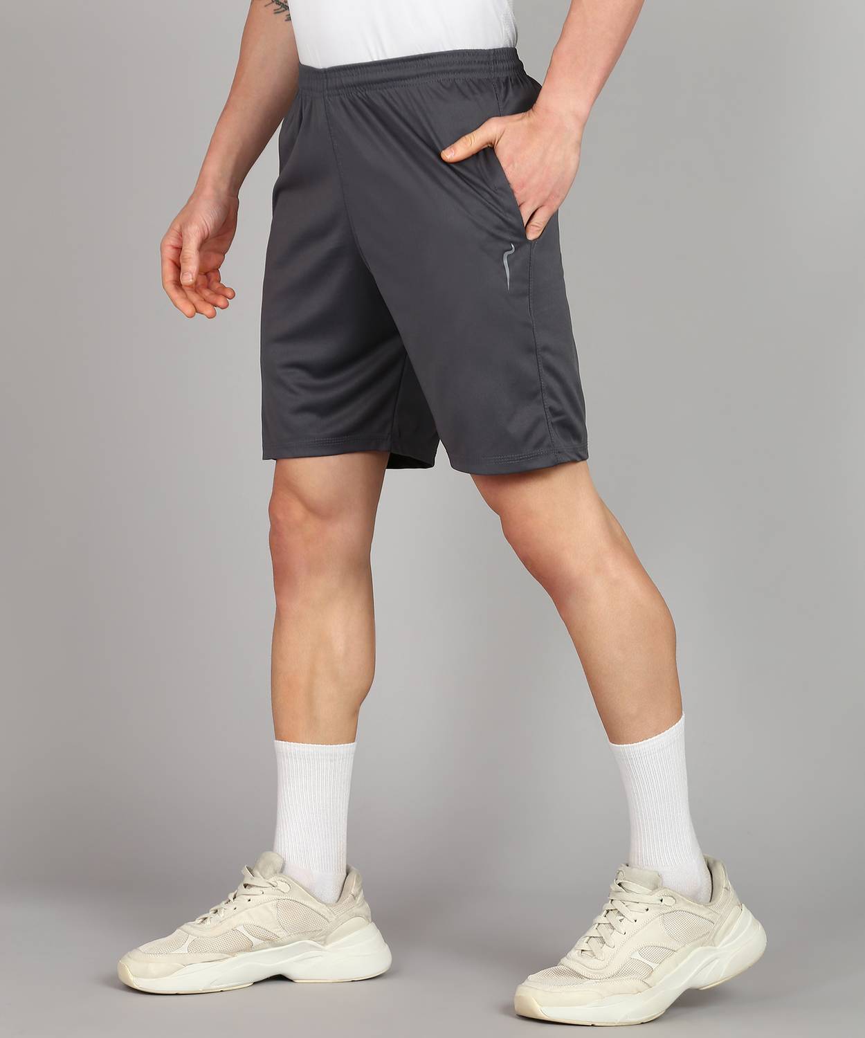 BTMZ Solid Men Dark Grey Basic Shorts