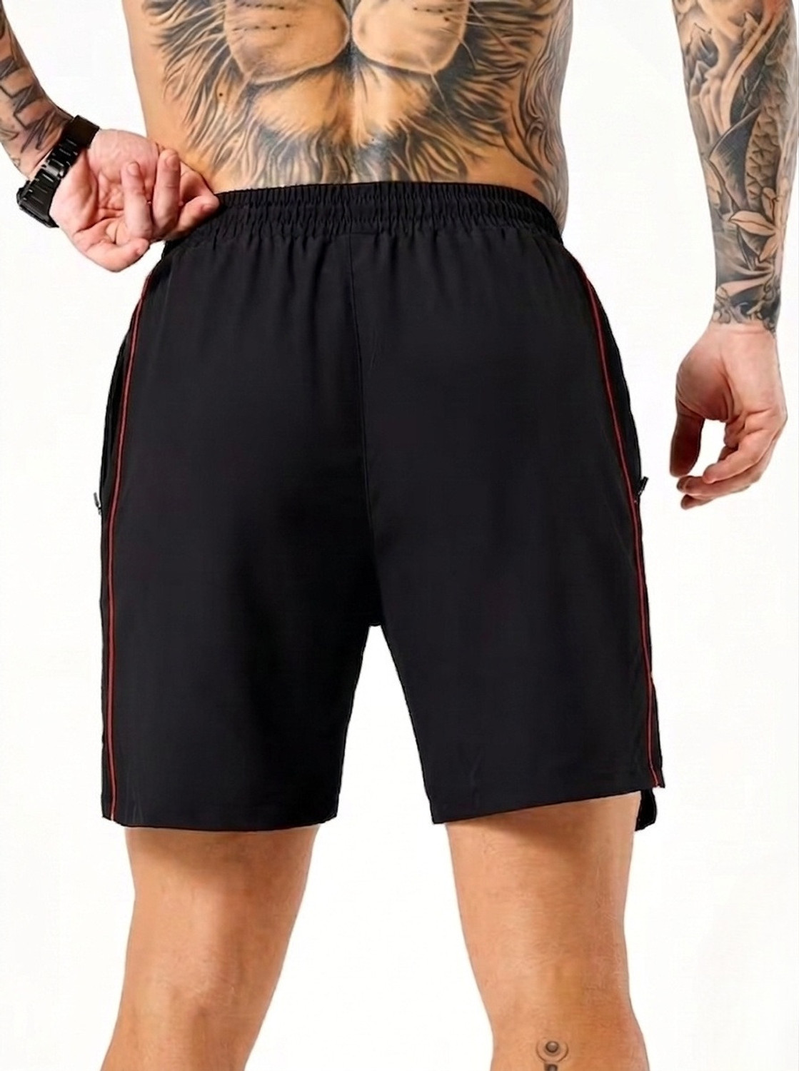 Image of coastal clothier Striped Men Black Gym Shorts