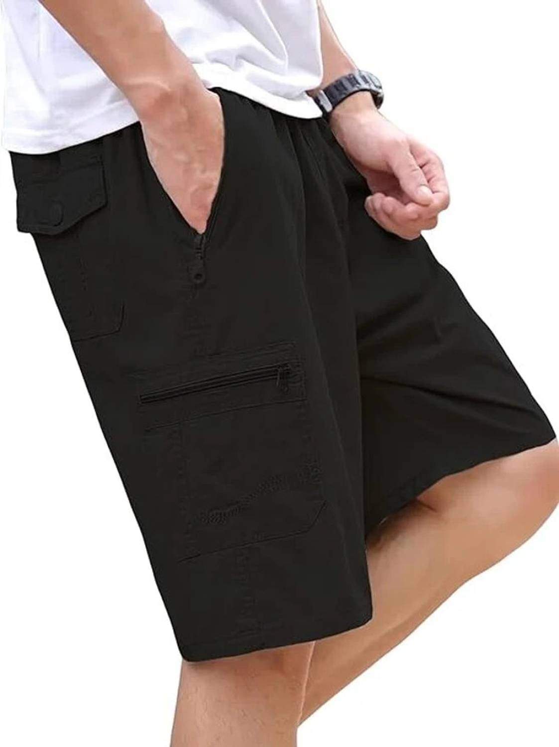TYRELL Men Black Cargo Shorts - Image 1