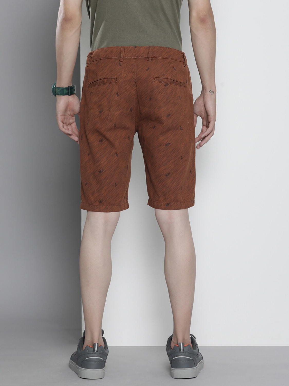 Image of The Indian Garage Co. Printed Men Brown Chino Shorts