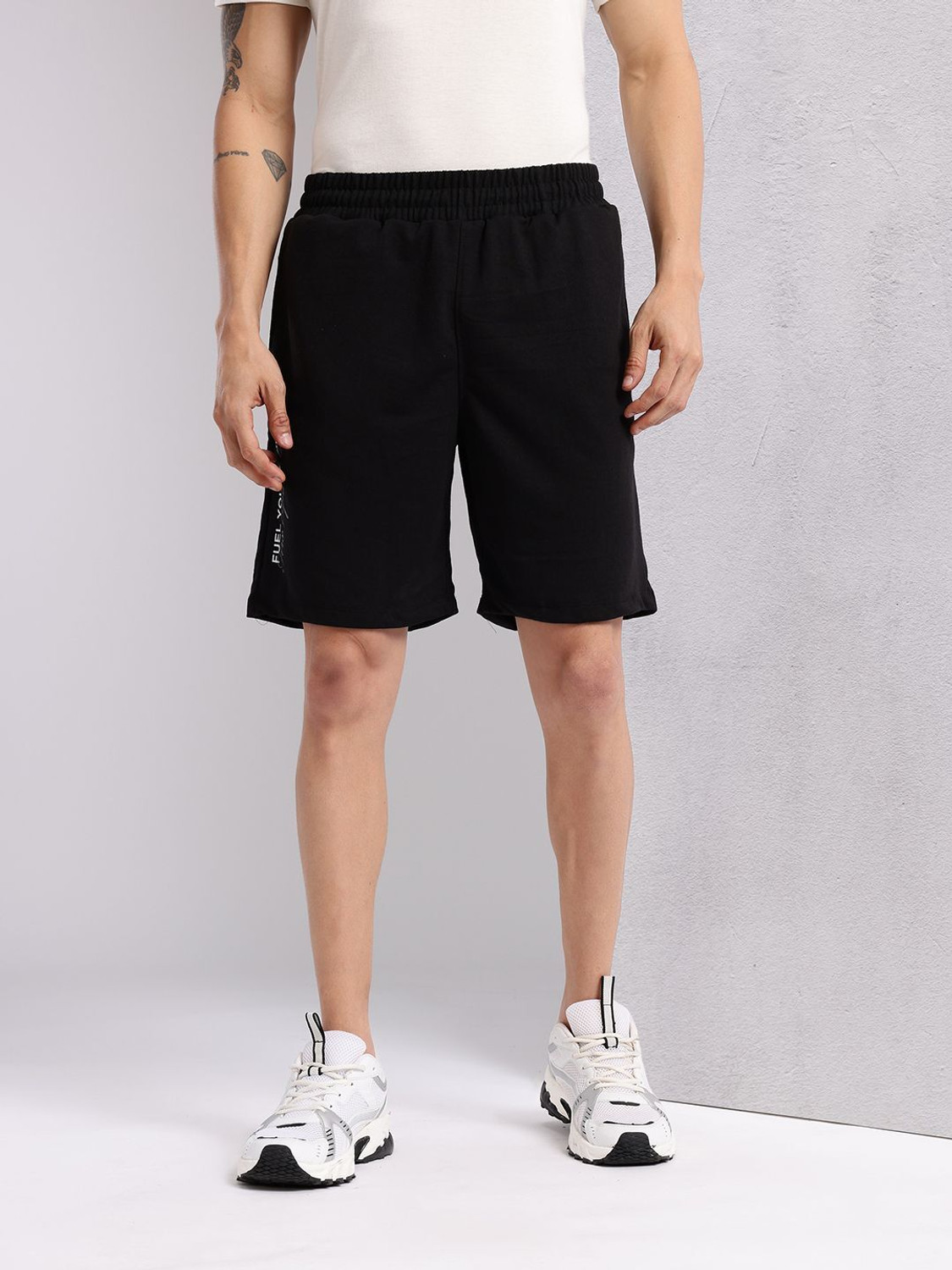 Image of HRX by Hrithik Roshan Printed Men Black Regular Shorts