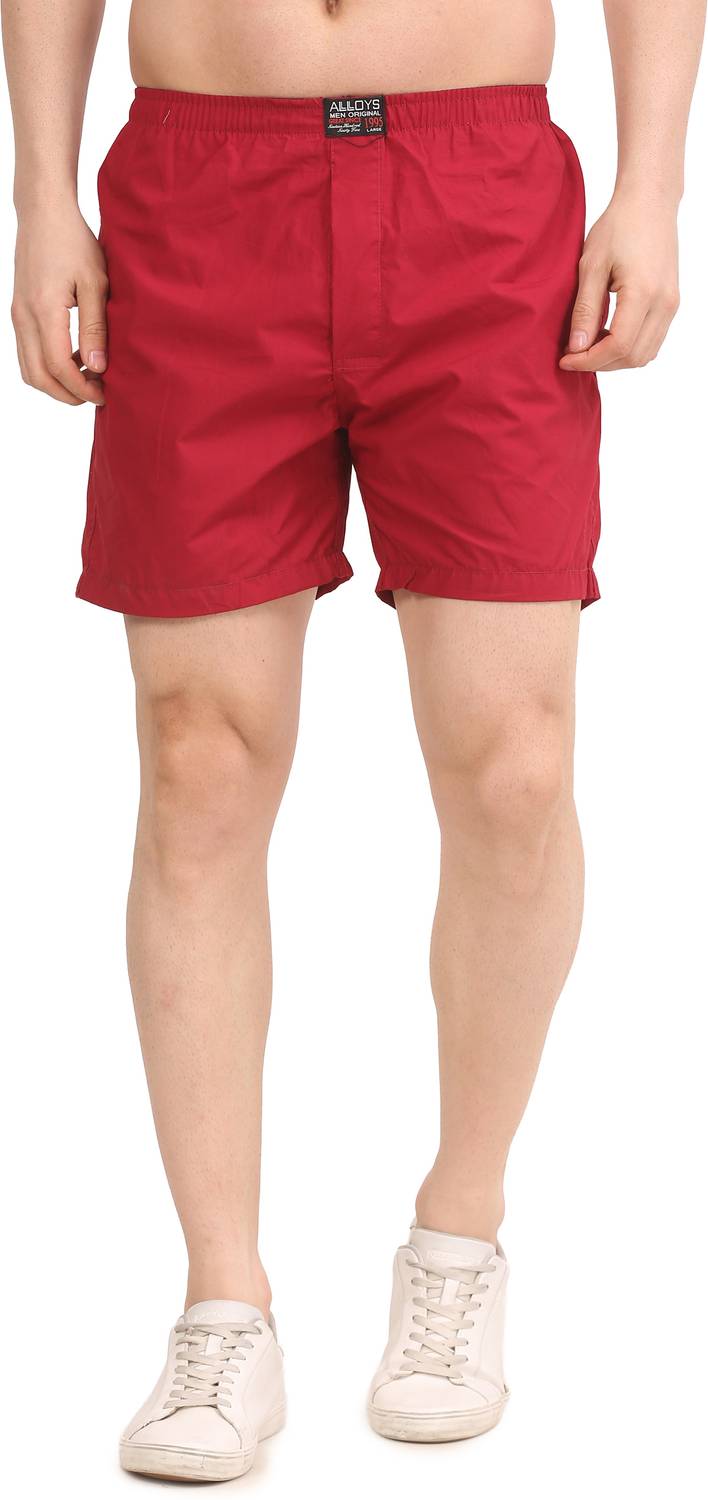 AVVOYS Solid Men Red Basic Shorts