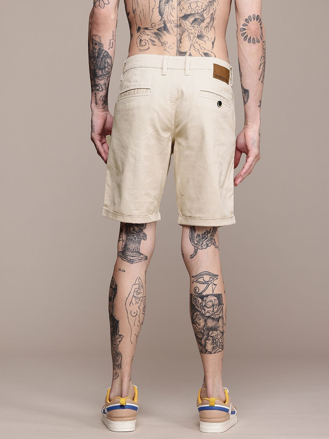 Image of Roadster Solid Men Beige Chino Shorts