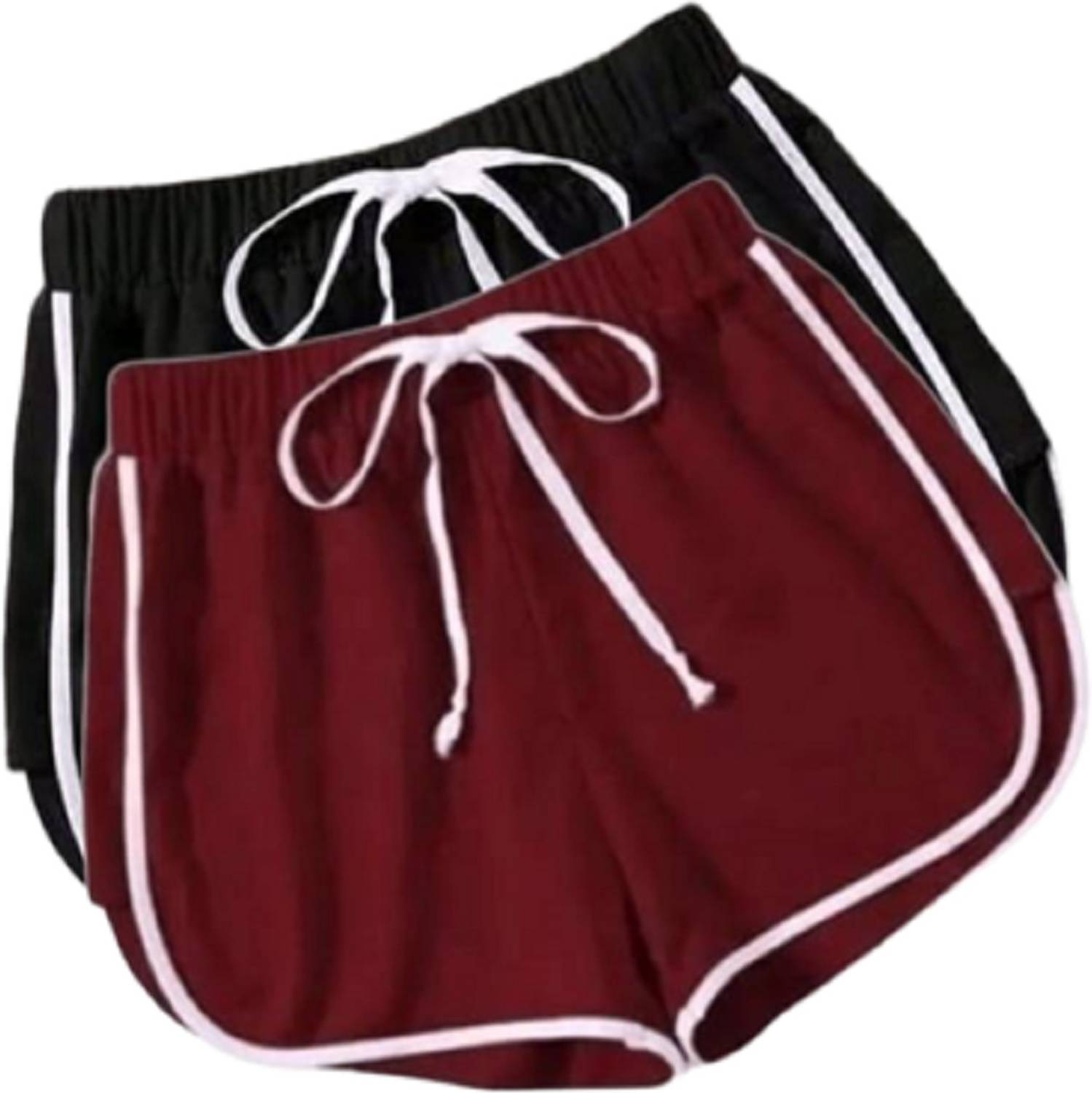 A&K collections Self Design Women Black, Maroon Regular Shorts