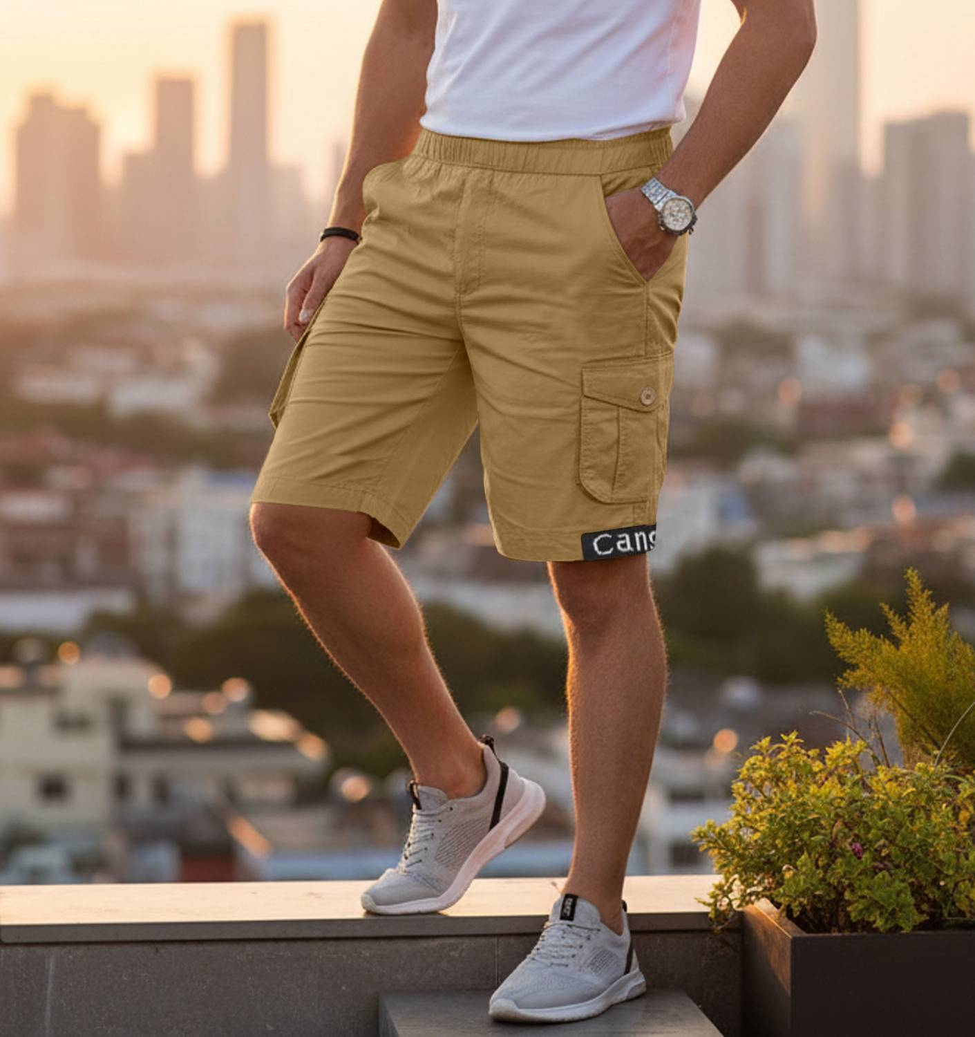 ANAGHTECHNOLOGY Solid Men Khaki Cargo Shorts