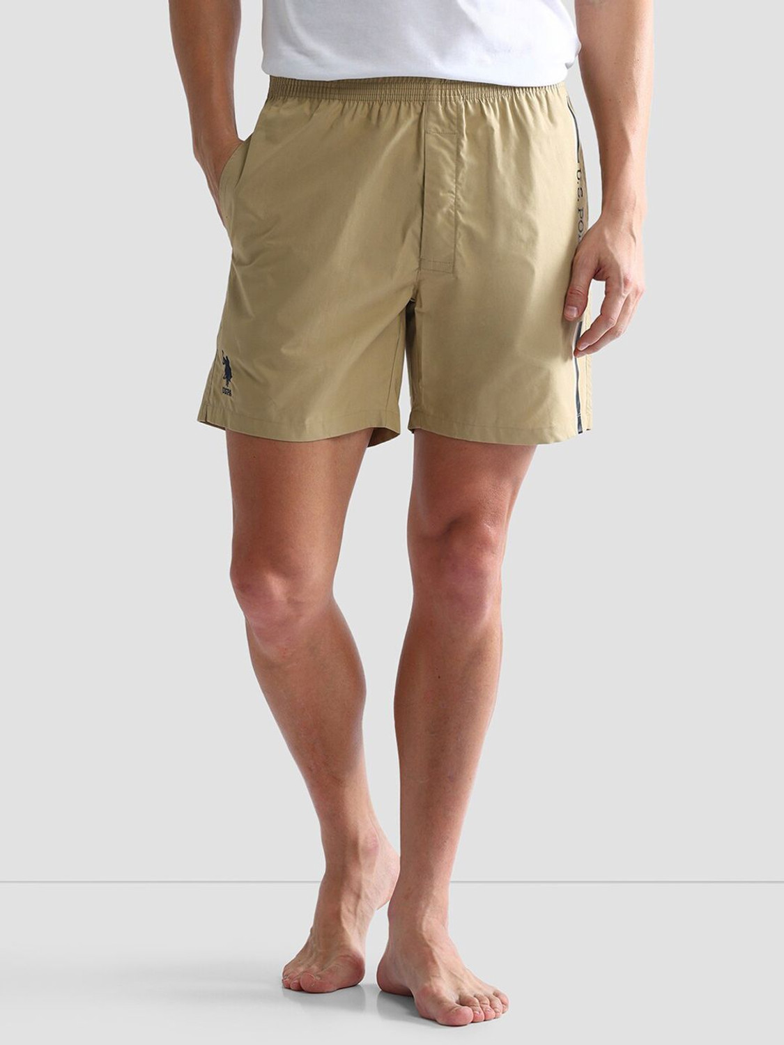 Image of U.S. POLO ASSN. Solid Men Beige Night Shorts