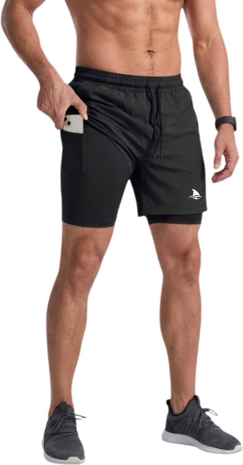 Image of BOLDSHARK Solid Men Black Running Shorts