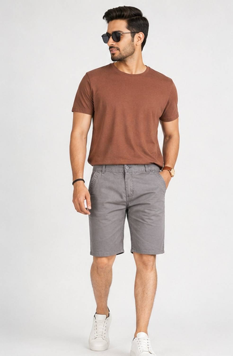 BVNHG Solid Men Dark Grey Chino Shorts