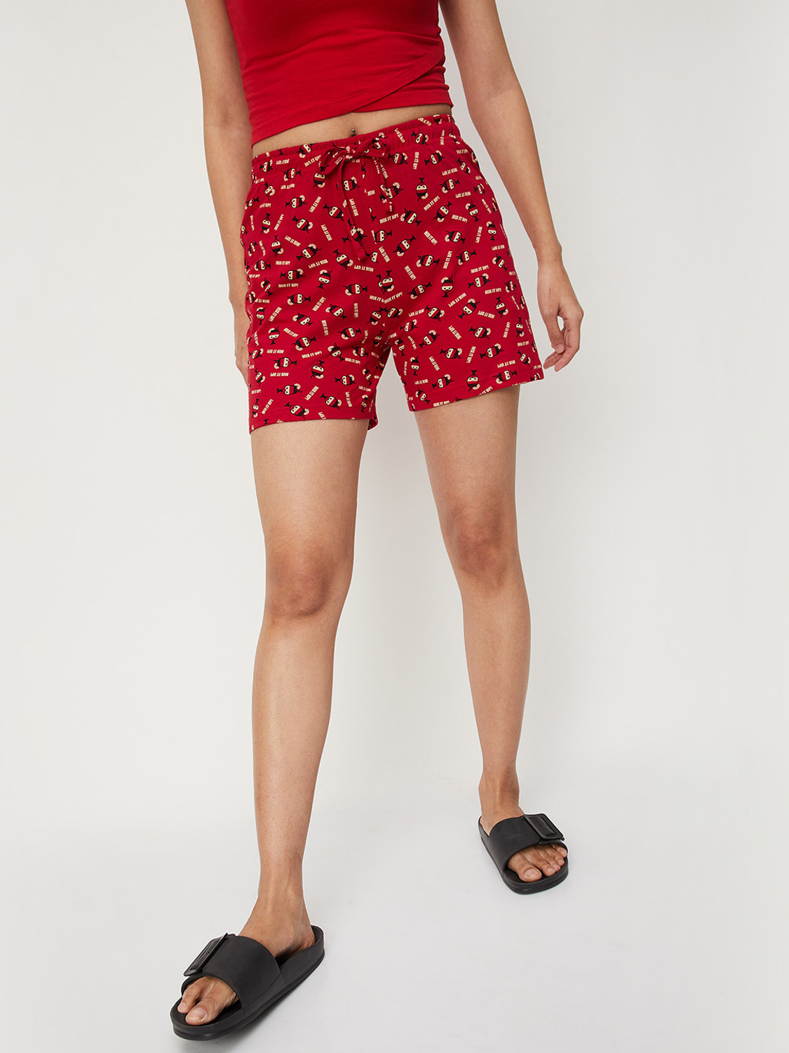 Image of MAX Printed Women Red Regular Shorts